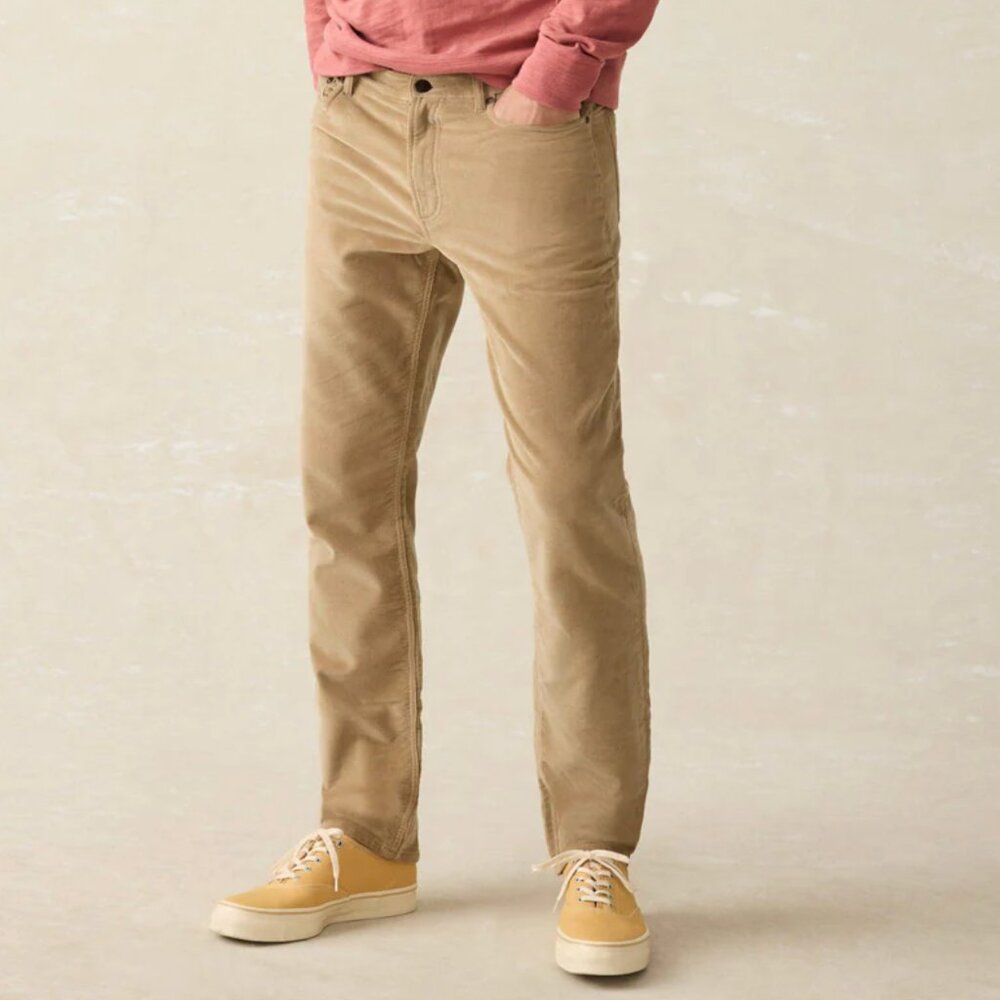 Faherty Stretch Terry Corduroy 5-Pocket Pants - Men's 32x32 - Barley - NEW